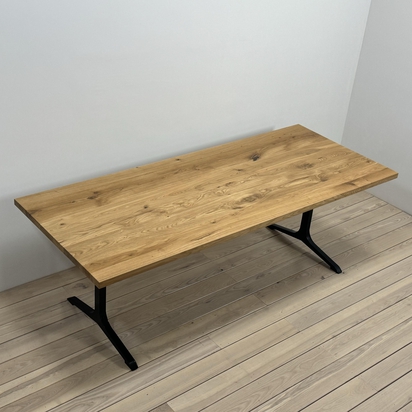 Solid Wood Natural Oak Table with Custom Casting Legs