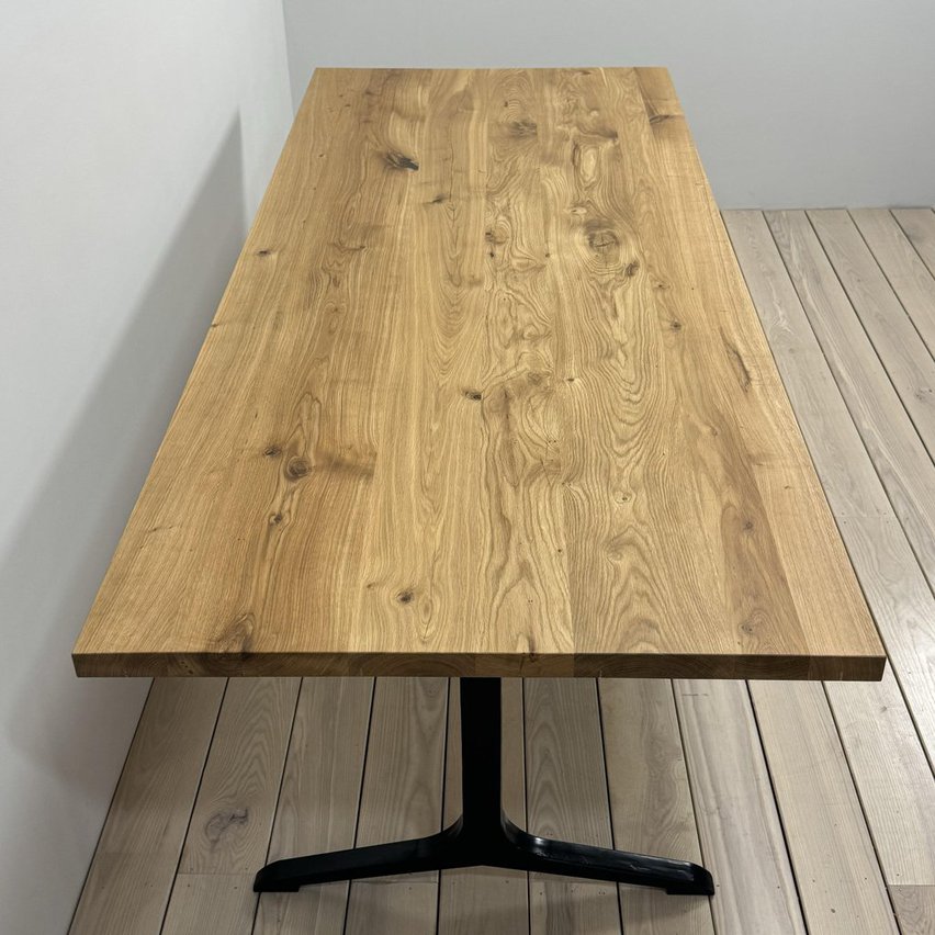 Solid Wood Natural Oak Table with Custom Casting Legs